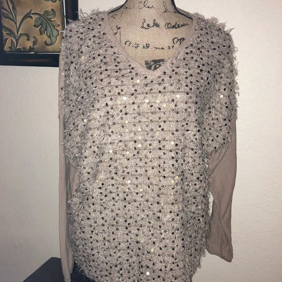 i Jeans by Buffalo Fuzzy Sequin Gold Light Sweater - Picture 6 of 6